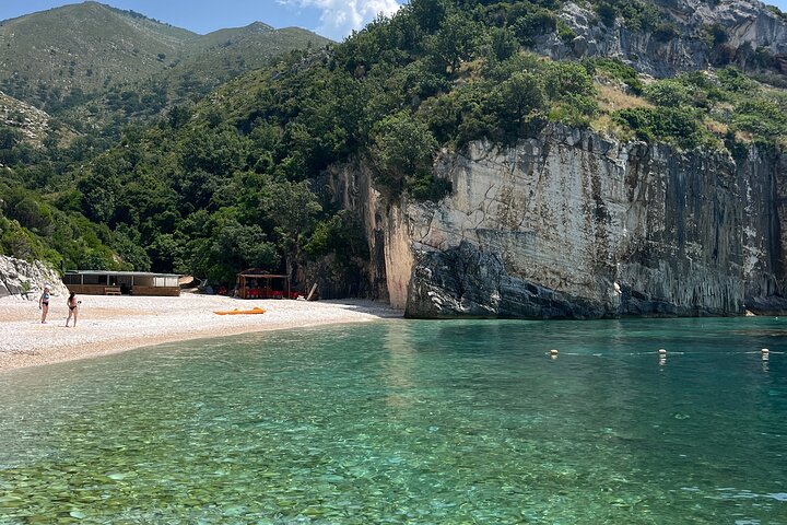 Dhermi Boat Tour to Grama Bay Blue Gem Cave and Swim Snorkeling