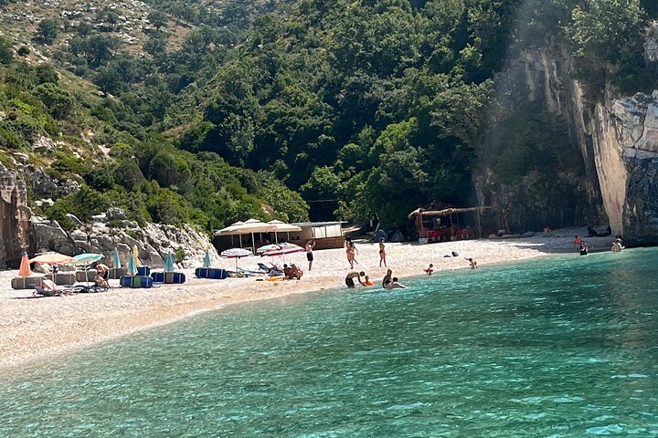Dhermi Boat Tour to Grama Bay Blue Gem Cave and Swim Snorkeling