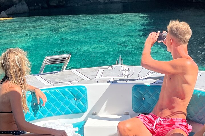 Dhermi Boat Tour to Grama Bay Blue Gem Cave and Swim Snorkeling