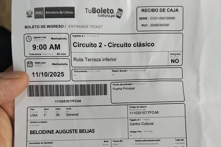 Ticket to Machupicchu