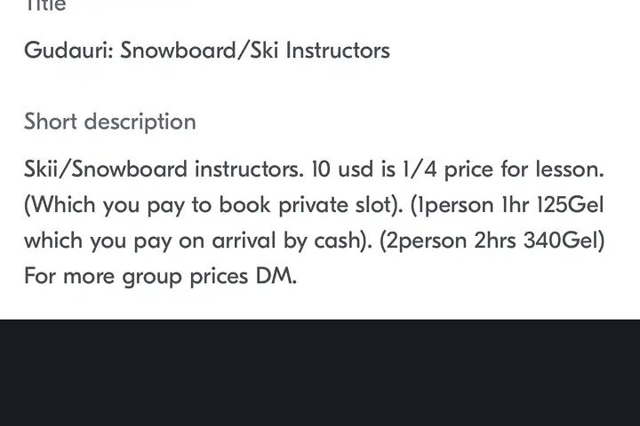 Professional Ski and Snowboard Lessons in Gudauri, Georgia