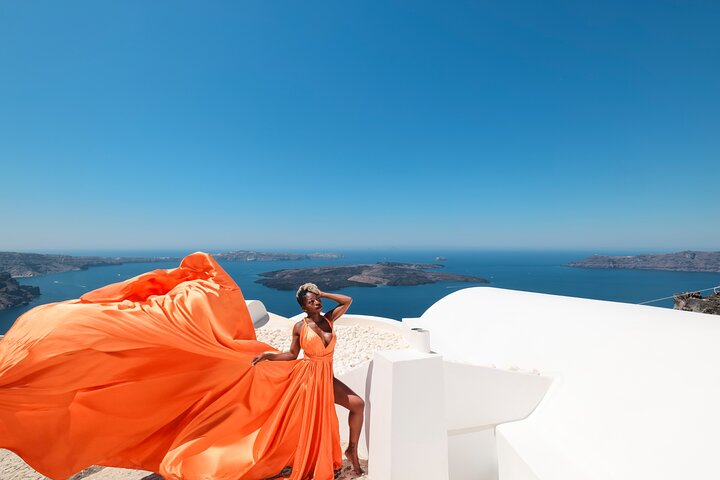 Santorini Flying Dress Experience with Hotel Pick up And Drop Off
