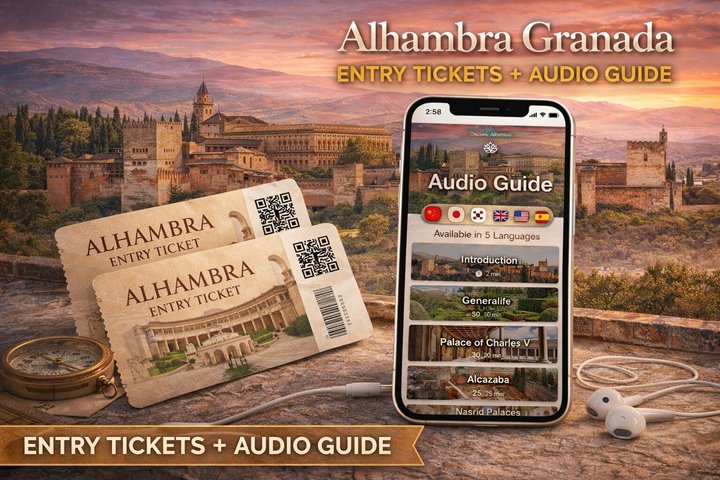 Granada Alhambra & Nasrid Palaces Ticket with Digital Audio Guide