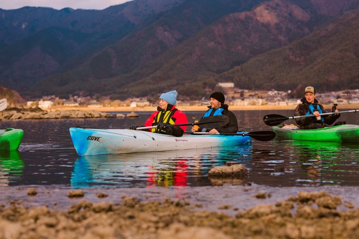 Coffee on a Kayak with Mt. Fuji - Early Morning