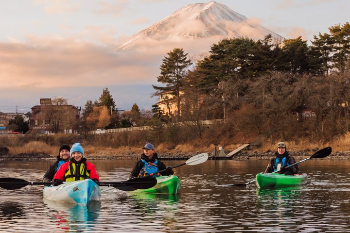 Coffee on a Kayak with Mt. Fuji - Early Morning