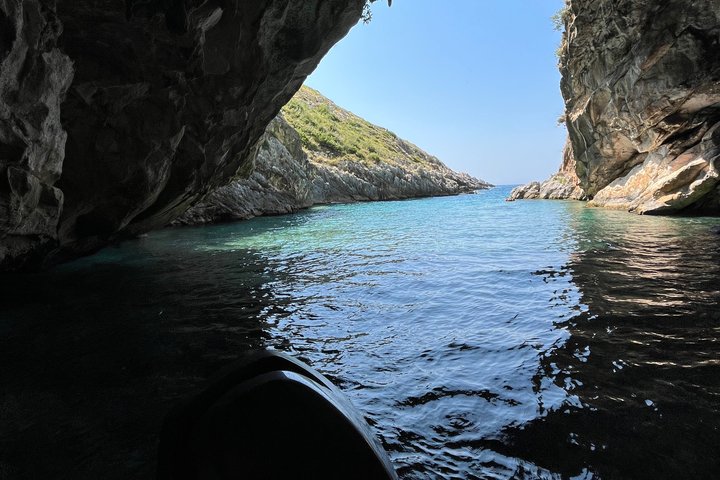 Dhermi Boat Tour to Grama Bay Blue Gem Cave and Swim Snorkeling