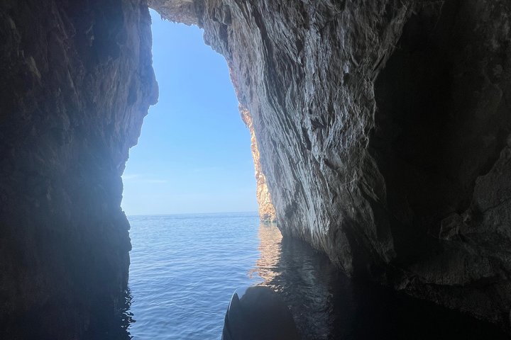 Dhermi Boat Tour to Grama Bay Blue Gem Cave and Swim Snorkeling