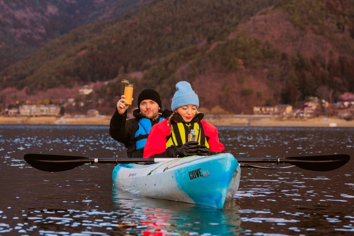 Coffee on a Kayak with Mt. Fuji - Early Morning