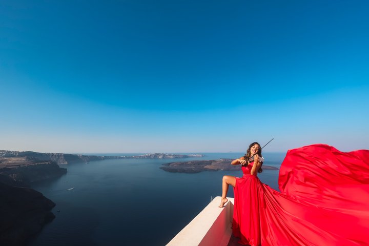 Santorini Flying Dress Experience with Hotel Pick up And Drop Off