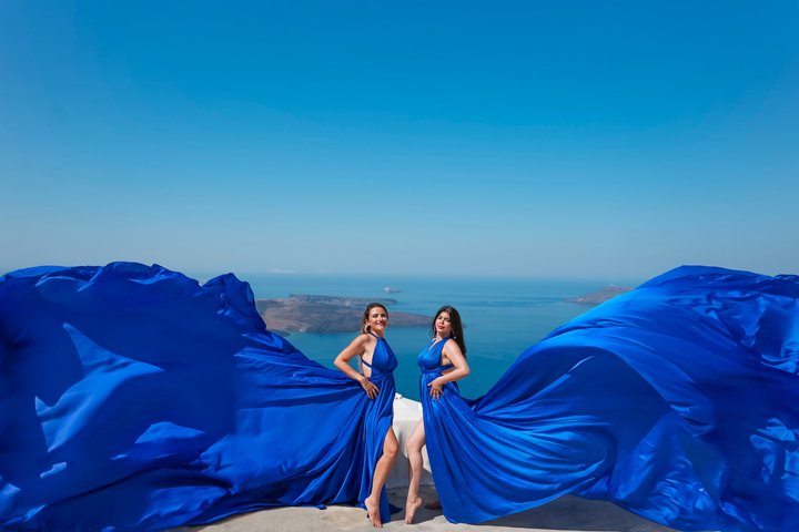 Santorini Flying Dress Experience with Hotel Pick up And Drop Off