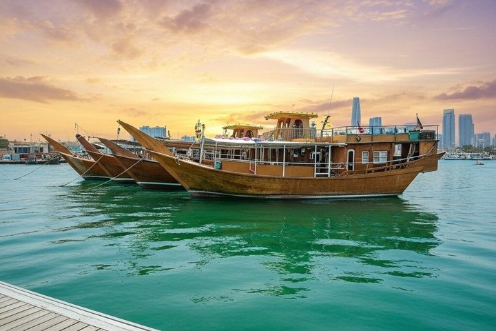 Doha: Traditional Sunset Dhow Cruise Tour with BBQ Buffet Dinner