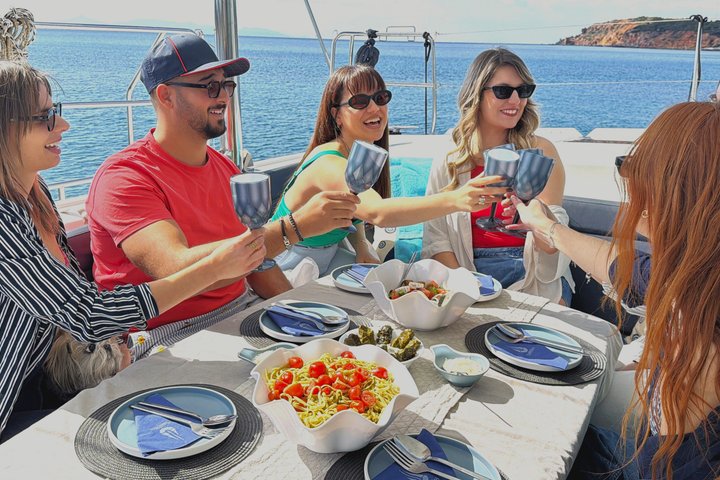 Luxury Catamaran Morning Semi-Private and Greek Gastronomy Athens