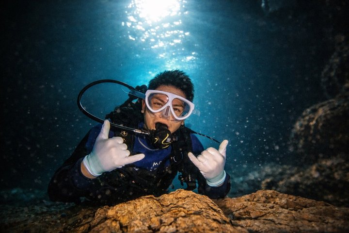 Try Scuba Diving diving at the Blue Cave in Onna Village, Okinawa