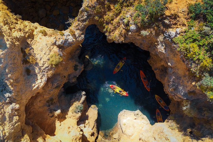 From Lagos: Kayak Tour of Ponta da Piedade Caves by Boat