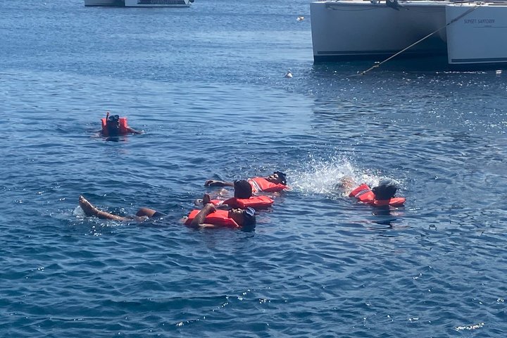Premium Santorini Daytime Catamaran Cruise with BBQ & Open Bar