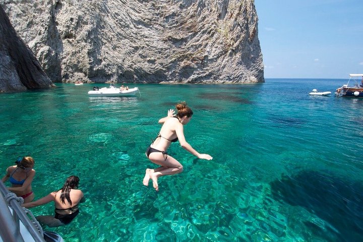 From Anzio: Ponza Boat Tour Swimming & Lunch + Ferry Tickets