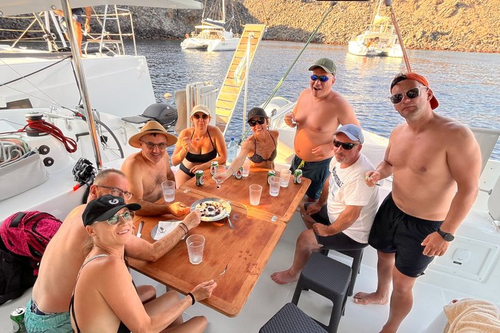 Premium Santorini Daytime Catamaran Cruise with BBQ & Open Bar