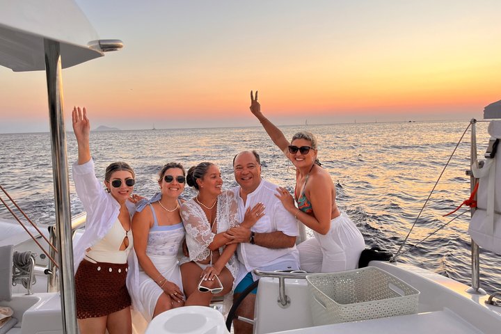 Premium Santorini Daytime Catamaran Cruise with BBQ & Open Bar