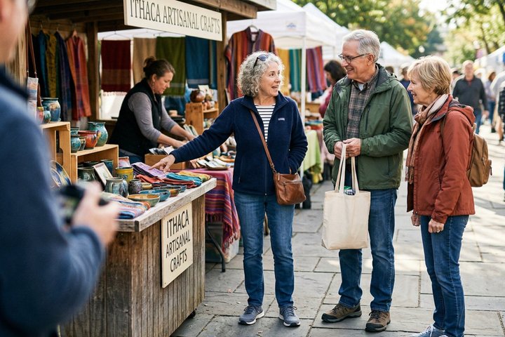 Private Cultural Walking Tour in Historic Ithaca Market