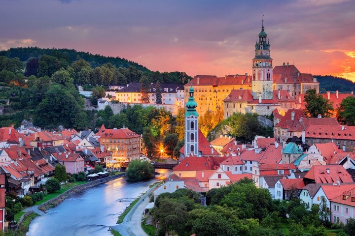 Cesky Krumlov Castle Interiors, Baroque Theatre, and Town Tour