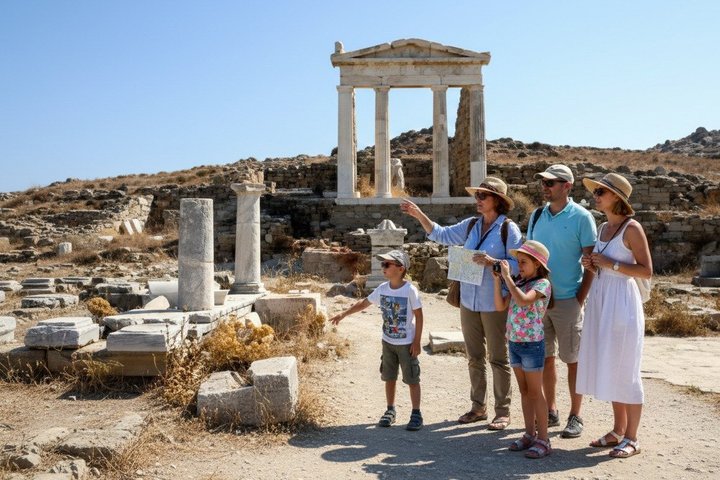 Mykonos Sail Cruise to Rhenia, Guided Tour of Delos, Lunch&Drinks
