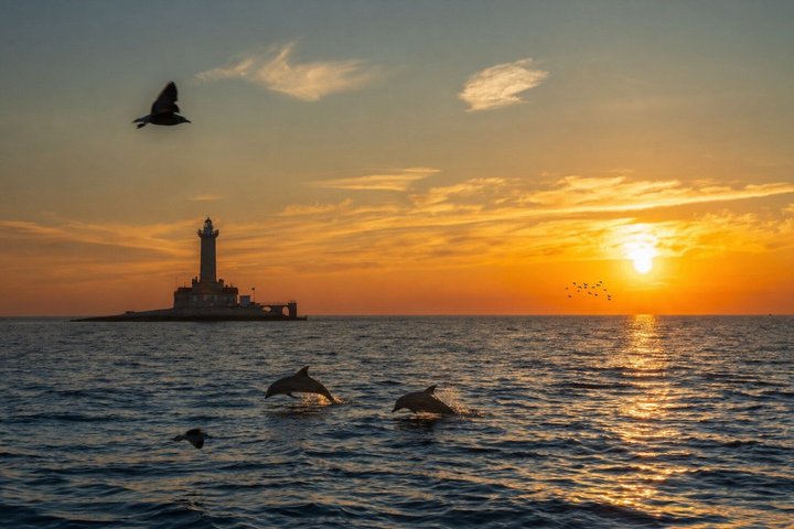 Medulin: 85% Dolphin Sunset Cruise, All-Inclusive & Face Painting