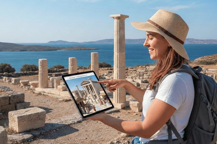 Mykonos Sail Cruise to Rhenia, Guided Tour of Delos, Lunch&Drinks