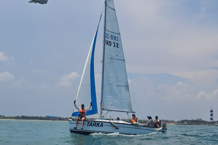 Private Yacht Sails along the Coastline of Pondicherry