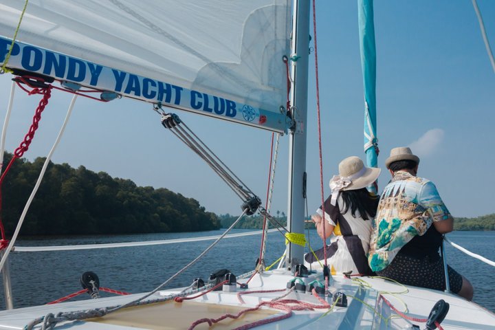 Private Yacht Sails along the Coastline of Pondicherry