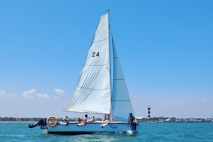 Private Yacht Sails along the Coastline of Pondicherry