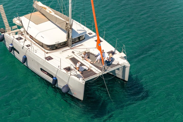 Premium Santorini Daytime Catamaran Cruise with BBQ & Open Bar