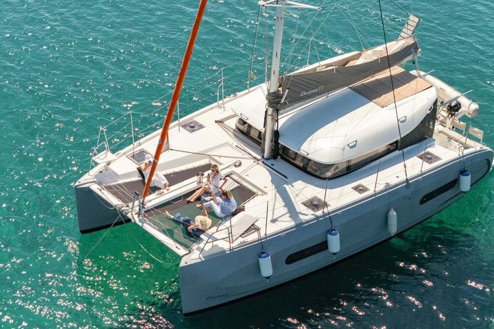 Premium Santorini Sunset Catamaran: Semi-Private, BBQ & Drinks