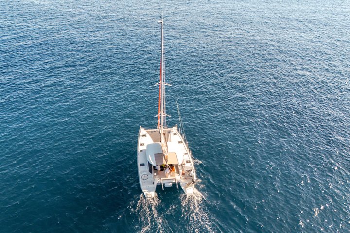 Premium Santorini Sunset Catamaran: Semi-Private, BBQ & Drinks