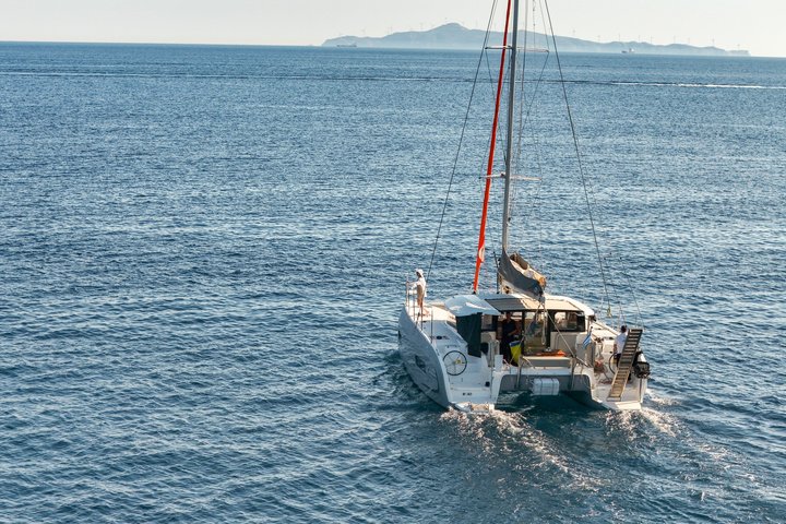 Premium Santorini Sunset Catamaran: Semi-Private, BBQ & Drinks