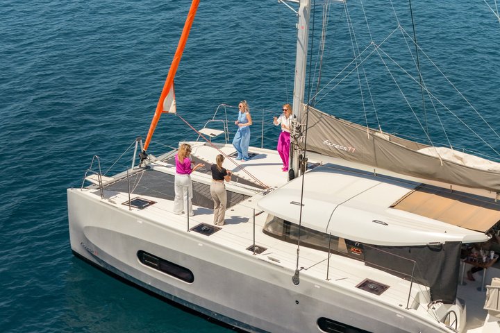 Premium Santorini Daytime Catamaran Cruise with BBQ & Open Bar