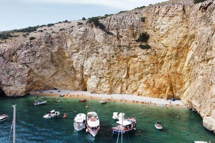 Blue Cave and Golden Beach Boat Tour in Plavnik from Krk