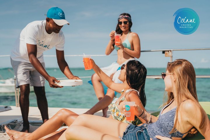 Ile Aux Cerfs full day shared catamaran with BBQ lunch & drinks
