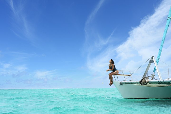 Ile Aux Cerfs full day shared catamaran with BBQ lunch & drinks