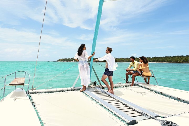 Ile Aux Cerfs full day shared catamaran with BBQ lunch & drinks