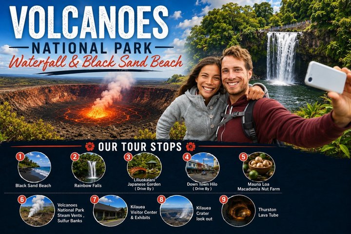 Hilo Shore Excursion: Volcanoes National Park & Black Sand Beach