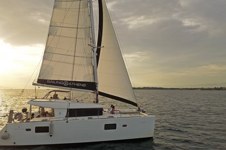 Luxury Athens Catamaran Cruise with Greek Meal & Drinks