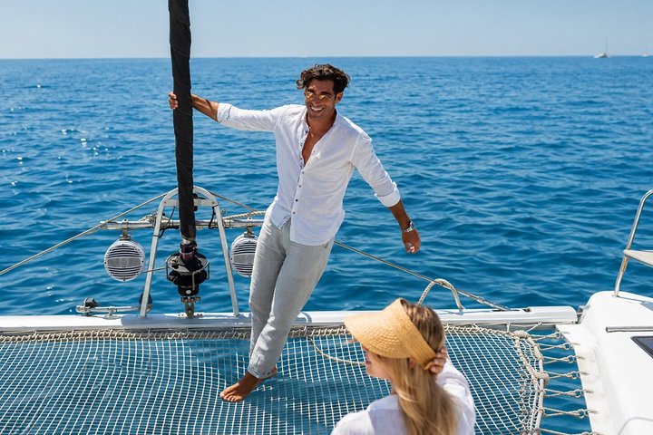 Luxury Athens Catamaran Cruise with Greek Meal & Drinks