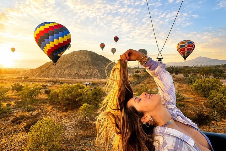 Balloon Flight+Gruta brekfast+Teotihuacan Tour from Mexico City