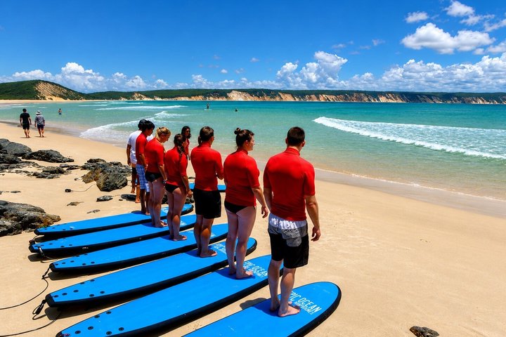 Rainbow Beach: Surf Lesson Safari & Beach 4WD Double Island Point
