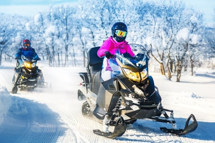 Adventure motorcycle and snow on Otto Hill