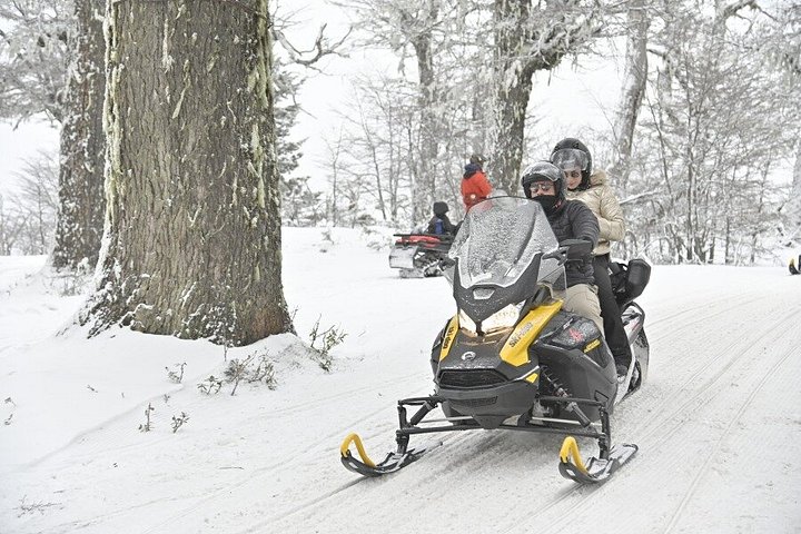 Adventure motorcycle and snow on Otto Hill