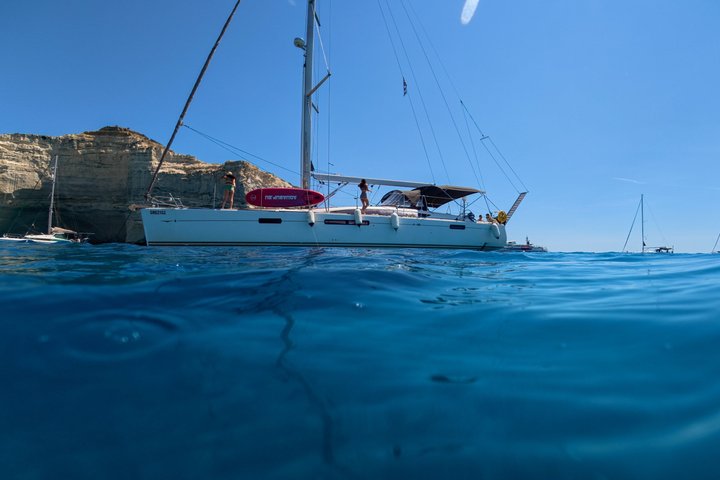 Milos Luxury Sailboat Cruise to Kleftiko Bay with Meal and Drinks
