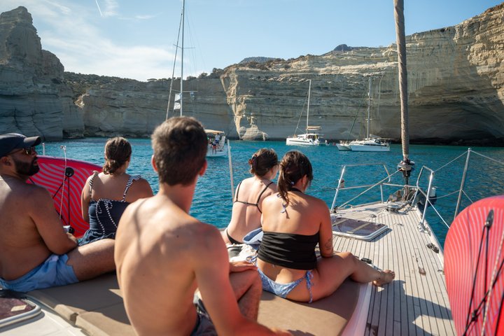 Milos Luxury Sailboat Cruise to Kleftiko Bay with Meal and Drinks