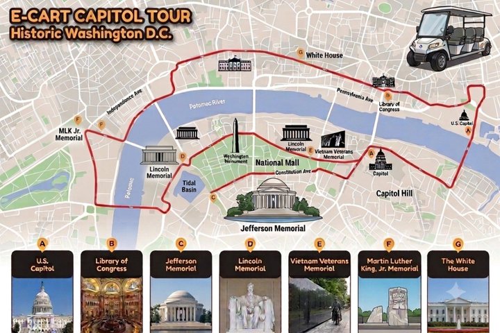 Washington DC's Monuments & US History Guided E-Cart Tour
