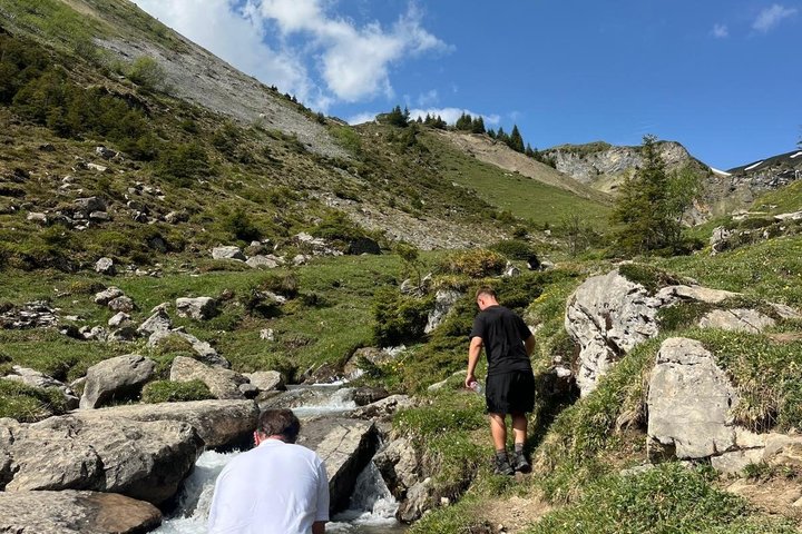 Alpine escape: mountain hut and hidden lake